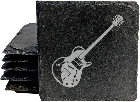 صخرة! الوقايات المحفورة بالليزر: 4 تصاميم رائعة للغيتار للقهوة والمشروبات - قائمة مستديرة - مجموعة من 4 in Kuwait