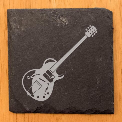 صخرة! الوقايات المحفورة بالليزر: 4 تصاميم رائعة للغيتار للقهوة والمشروبات - قائمة مستديرة - مجموعة من 4 in Kuwait