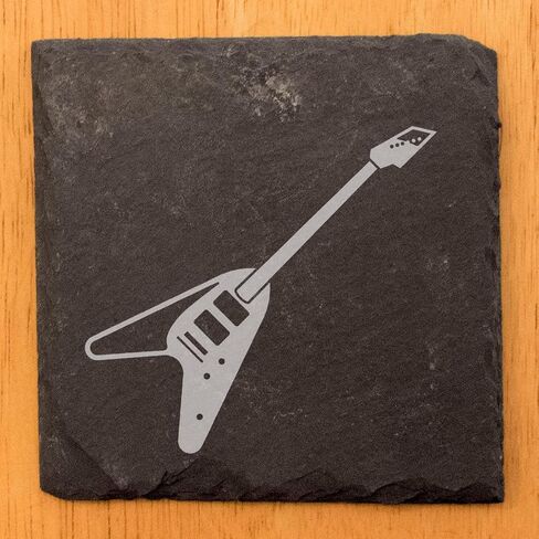 صخرة! الوقايات المحفورة بالليزر: 4 تصاميم رائعة للغيتار للقهوة والمشروبات - قائمة مستديرة - مجموعة من 4 in Kuwait