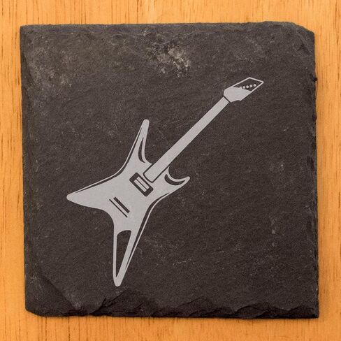 صخرة! الوقايات المحفورة بالليزر: 4 تصاميم رائعة للغيتار للقهوة والمشروبات - قائمة مستديرة - مجموعة من 4 in Kuwait