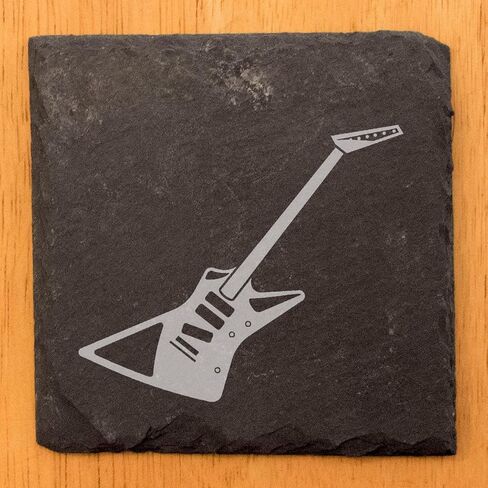 صخرة! الوقايات المحفورة بالليزر: 4 تصاميم رائعة للغيتار للقهوة والمشروبات - قائمة مستديرة - مجموعة من 4 in Kuwait