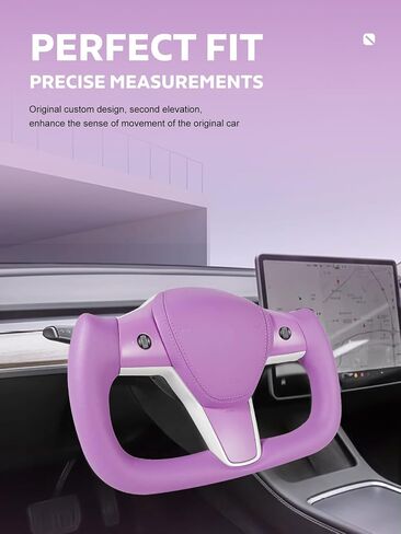 Zimablue Yoke Teering Wheel تناسب Tesla Model 3 2017-2023 ، ل Tesla Model Y 2018-2024 Nappa Leather Teadering Wheel مع وظيفة التدفئة متوافقة مع Tesla Model 3 Y الملحقات الداخلية in Kuwait