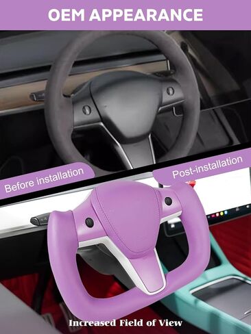 Zimablue Yoke Teering Wheel تناسب Tesla Model 3 2017-2023 ، ل Tesla Model Y 2018-2024 Nappa Leather Teadering Wheel مع وظيفة التدفئة متوافقة مع Tesla Model 3 Y الملحقات الداخلية in Kuwait