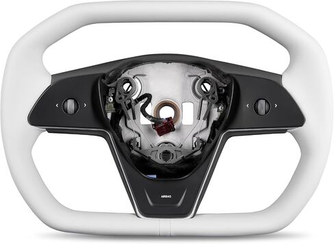 Zimablue Yoke Teering Wheel تناسب Tesla Model 3 2017-2023 ، ل Tesla Model Y 2018-2024 Nappa Leather Teadering Wheel مع وظيفة التدفئة متوافقة مع Tesla Model 3 Y الملحقات الداخلية in Kuwait