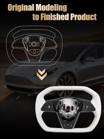 Zimablue Yoke Teering Wheel تناسب Tesla Model 3 2017-2023 ، ل Tesla Model Y 2018-2024 Nappa Leather Teadering Wheel مع وظيفة التدفئة متوافقة مع Tesla Model 3 Y الملحقات الداخلية in Kuwait