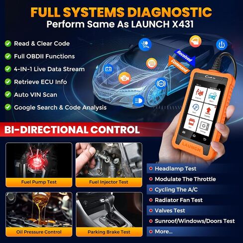 LAUNCH X431 Creader Elite 2.0 FGC OBD2 Scanner,ECU Coding, Bi-Directional Scan Tool for Ford, for GM, for Chrysler,100+ Reset, Full System Diagnose, FCA AUTOAUTH, AUTOVIN, Lifetime Free Update in Saudi Arabia