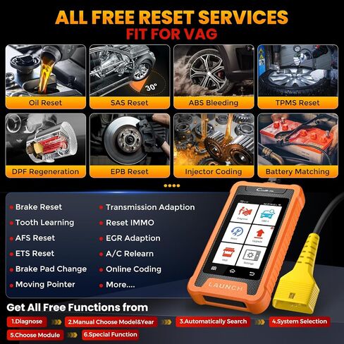 LAUNCH X431 Creader Elite 2.0 FGC OBD2 Scanner,ECU Coding, Bi-Directional Scan Tool for Ford, for GM, for Chrysler,100+ Reset, Full System Diagnose, FCA AUTOAUTH, AUTOVIN, Lifetime Free Update in Saudi Arabia
