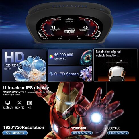 Digital Instrument Cluster Display for BMW 5 6 7 Series(GT,F07,F10,F11,F18,F06,F12,F13,F01,F02,F03)Speedometer Upgrade,12.3"HD screen1920*720,2S Fast Boot,Plug&Play,Non-Destructive Install,OTA Upgrade in Saudi Arabia