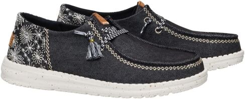 HEYDUDE Wendy Funk Embroidered Floral Black Size 11, Womens Shoes, Slip-on Loafers, Comfortable & Light-Weight in Kuwait
