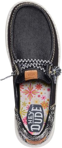 HEYDUDE Wendy Funk Embroidered Floral Black Size 11, Womens Shoes, Slip-on Loafers, Comfortable & Light-Weight in Kuwait
