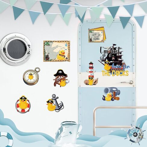 Funny Cruise Door Magnet - 7 Pcs Large Ship Cabin Decorations Magnetic Cute Sign Sea Navigation Anchor Stateroom Stickers Decals with Pens for Whiteboard Carnival Party Decor Car Accessories in Kuwait