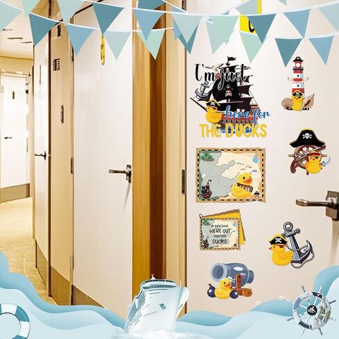 Funny Cruise Door Magnet - 7 Pcs Large Ship Cabin Decorations Magnetic Cute Sign Sea Navigation Anchor Stateroom Stickers Decals with Pens for Whiteboard Carnival Party Decor Car Accessories in Kuwait