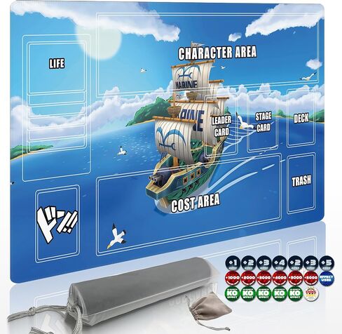 Playmat for One Piece Card Game مع عدادات الأضرار وحقيبة تخزين احترافية ، و 24 × 14 بوصة. in Kuwait