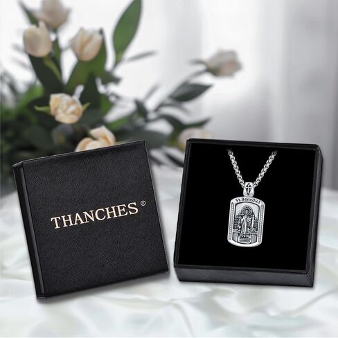18K Gold Plated St Benedict Medals Necklace for Men Women, 925 Sterling Silver Patron Saint Medal Necklace Catholic Protection Pendant Amulet Religious Jewelry Gifts in Saudi Arabia