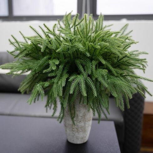 10PCS Plastic Green Pine Branch Christmas Real Touch Norfolk Pine Branch Fake Branches for Home Indoor Outdoor Decor in Saudi Arabia