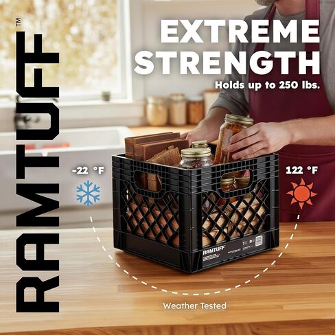 قفص الحليب Ramtuff 4 عبوات ، مصممة صعبة ، 250 رطلاً (BV معتمد) ، تم اختبار الطقس القاسي -22 درجة فهرنهايت إلى 122 درجة فهرنهايت ، أبعاد قفص الحليب الأصلية 13 "L x 13" W × 11 "H in Saudi Arabia