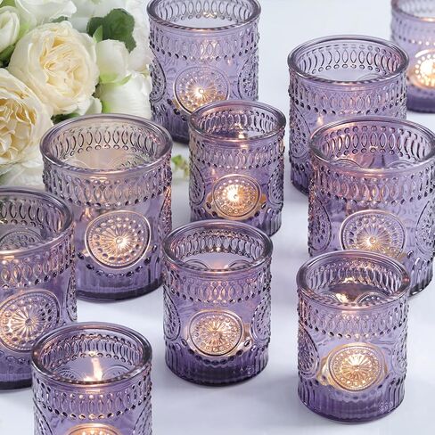 Volens 20pcs Assorted Green Votive Candle Holders Bulk, Large Glass Votive & Tea Light Candle Holder for Wedding Table Centerpieces, Green Party Decorations, and Home Decor in Kuwait