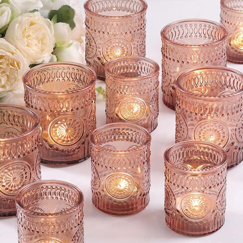 Volens 20pcs Assorted Green Votive Candle Holders Bulk, Large Glass Votive & Tea Light Candle Holder for Wedding Table Centerpieces, Green Party Decorations, and Home Decor in Kuwait