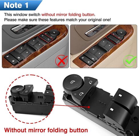 TOP-MAX Master Power Window Switch Driver Side Compatible with 2007-2013 Chevrolet Silverado, Avalanche, 2007-2014 Suburban, Tahoe, Sierra, Yukon with Power Folding Mirrors, Replaces 20835553 in Saudi Arabia