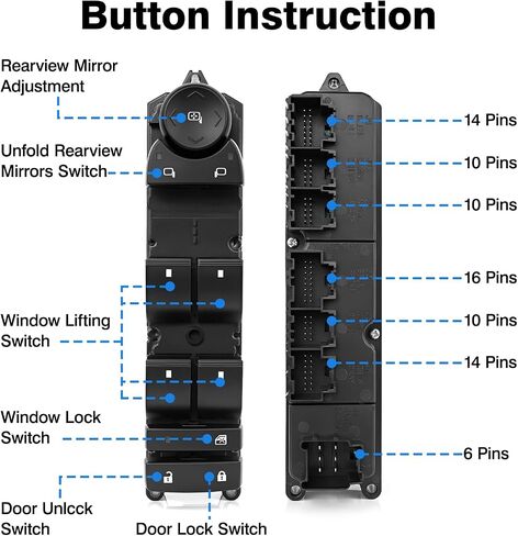 TOP-MAX Master Power Window Switch Driver Side Compatible with 2007-2013 Chevrolet Silverado, Avalanche, 2007-2014 Suburban, Tahoe, Sierra, Yukon with Power Folding Mirrors, Replaces 20835553 in Saudi Arabia