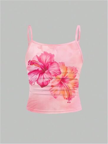 Girl's 3 Packs Cheetah Leopard Floral Tank Top Spaghetti Strap Fitted Summer Cute Camisole Tops in Saudi Arabia