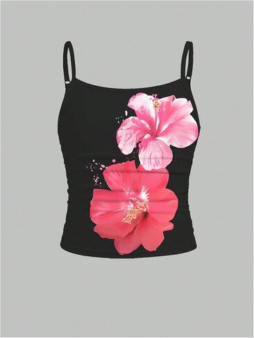 Girl's 3 Packs Cheetah Leopard Floral Tank Top Spaghetti Strap Fitted Summer Cute Camisole Tops in Saudi Arabia