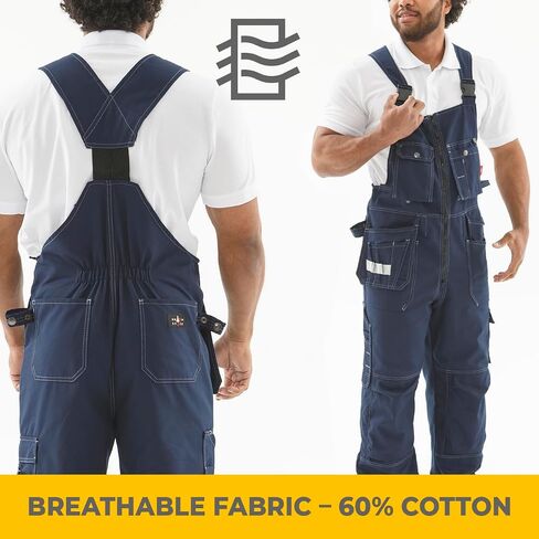 Men's Work Overalls UnionSpace – Durable Heavy Duty Bib Overalls with Reinforced Knees and Multi-Pocket Design in Saudi Arabia