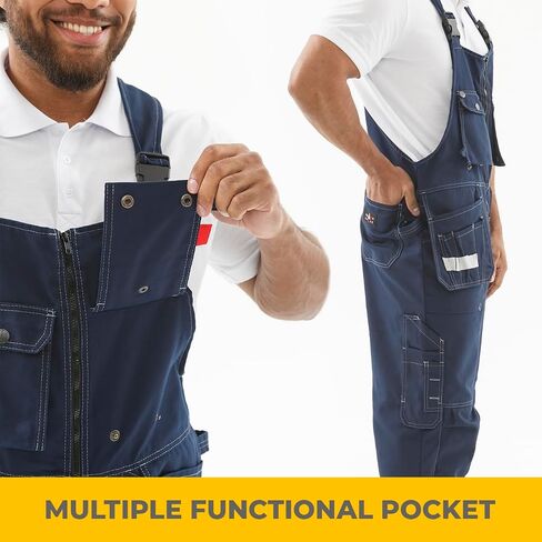 Men's Work Overalls UnionSpace – Durable Heavy Duty Bib Overalls with Reinforced Knees and Multi-Pocket Design in Saudi Arabia