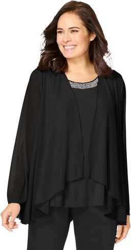 Woman Within Plus Size 2-Piece Sheer Jacket Set in Saudi Arabia