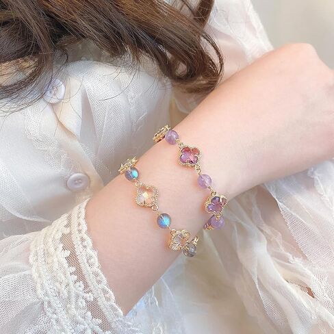 Hotan Jade Pearl Bracelet Four Leaf Term Strinch Drill Design in Saudi Arabia