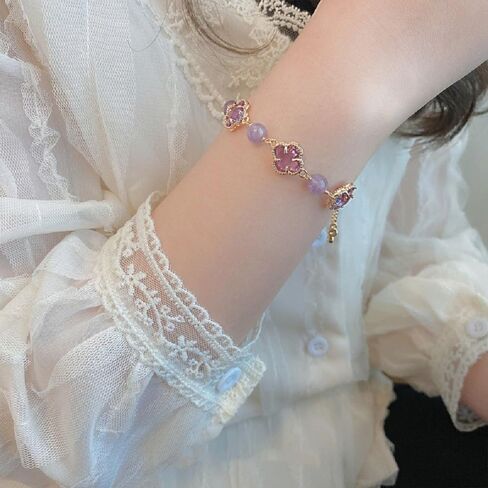 Hotan Jade Pearl Bracelet Four Leaf Term Strinch Drill Design in Saudi Arabia