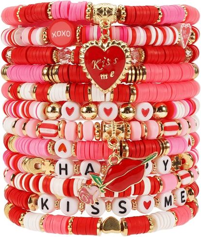 Twinfree Beaded African Bracelets Black Women Preppy Friendship Bracelets Clay Bead Africa Heart Charm Bracelet Summer African Jewelry for Women (Africa-10PCS) in Saudi Arabia