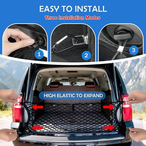 شبكة شحن على شكل ظرف لملحقات Toyota RAV4 2013-2018، شبكة شحن شبكية لصندوق السيارة الخلفي SUV، شبكة بنجي مطورة 5 مم وطبقة مزدوجة من النايلون لتخزين الباب الخلفي ومنظم حامل البقالة والأدوات in Kuwait