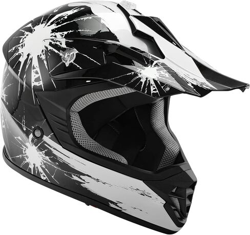 SLMOTO Dot Youth & Kids Motocross Offroad Street Helmet Motorcycle Helmet Dirt Bike Motocross ATV Helmet+Goggles+Gloves, Black Skull Design, Medium in Saudi Arabia