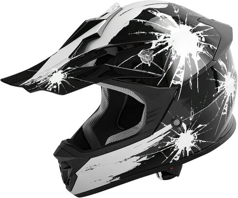 SLMOTO Dot Youth & Kids Motocross Offroad Street Helmet Motorcycle Helmet Dirt Bike Motocross ATV Helmet+Goggles+Gloves, Black Skull Design, Medium in Saudi Arabia