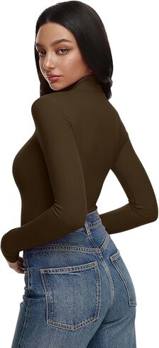 REORIA Women’s Turtleneck Tops Slim Basic Mock Neck Long Sleeve Shirts 2025 Fall Winter Layering Outfits in Kuwait