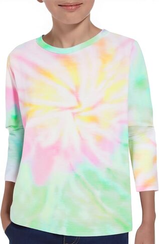 الأولاد Haloumoning Tie Tie Dye Stirts Kids Long Sleeve Crewneck Shirt Hippies Tees Tops 5-14 Years in Saudi Arabia