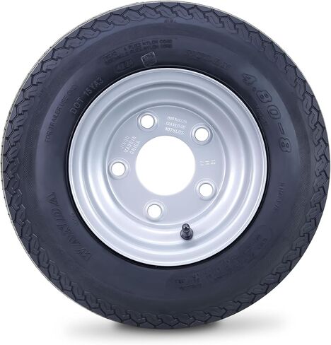 مجموعة عجلات إطارات المقطورة WANDA 5.70-8 6 طبقات C 77M مع 5 عروات على حافة فضية PCD مقاس 4.5 بوصة in Saudi Arabia
