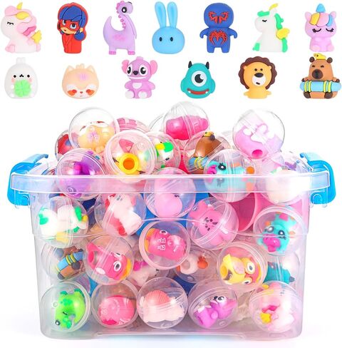 50 PCS كبسولات Gumball مع مربع التخزين كبسولة جولة مصغرة بالألوان الصافية تحتوي in Kuwait