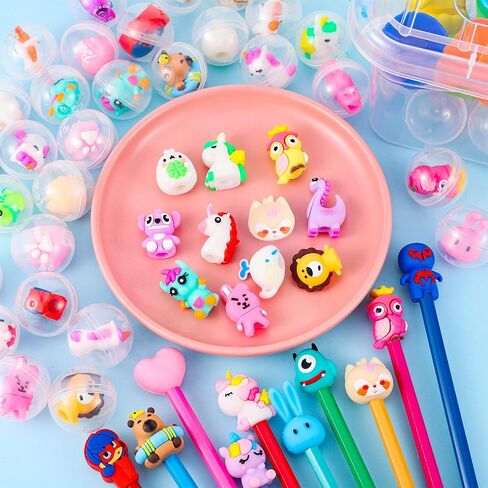 50 PCS كبسولات Gumball مع مربع التخزين كبسولة جولة مصغرة بالألوان الصافية تحتوي in Kuwait
