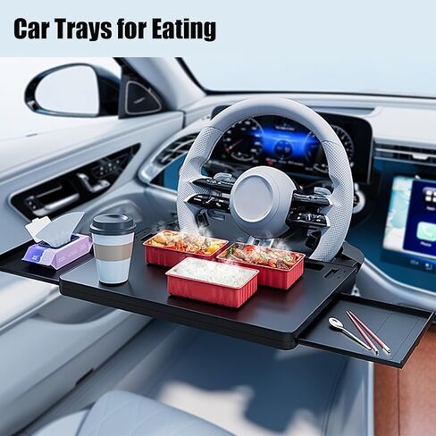 Car Back Seat Tray with Extendable Table, Car Desk for Laptop with Phone Holder, Foldable Trays for Eating & Working, Car Travel Tray Table for Rear Passenger in Kuwait