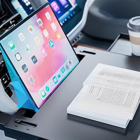 Car Back Seat Tray with Extendable Table, Car Desk for Laptop with Phone Holder, Foldable Trays for Eating & Working, Car Travel Tray Table for Rear Passenger in Kuwait