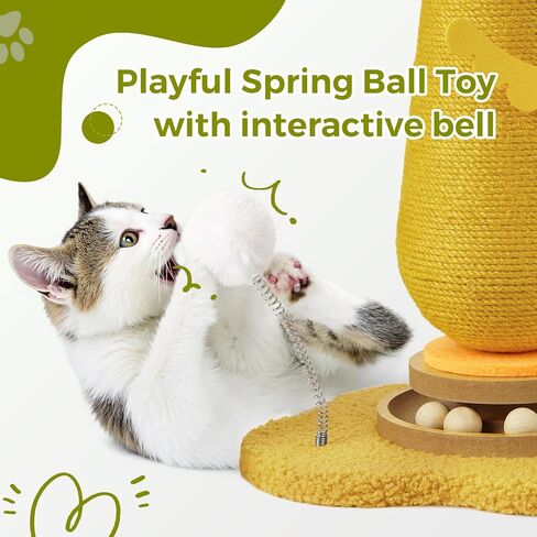 Post Scratching Post ، Scratchroom Cat Scratcher مع ألعاب Cat Spring Ball Spring Ball التفاعلية ، Post Sisal Cat Scratfer in Kuwait