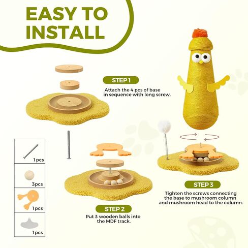Post Scratching Post ، Scratchroom Cat Scratcher مع ألعاب Cat Spring Ball Spring Ball التفاعلية ، Post Sisal Cat Scratfer in Kuwait