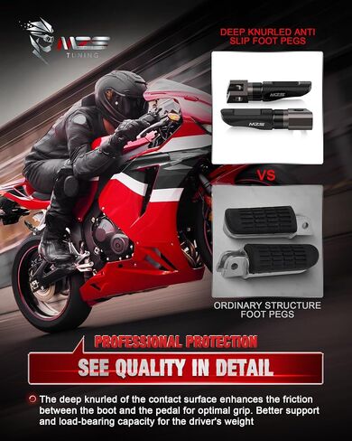 MZS Motorcycle Front Foot Pegs, Adjustable Sport Footpegs Rider Foot Pedal Rest Black CNC Compatible with ER6F EX650 06-08 / Z750 Z750R 04-11 / Z800 15-16 / Z1000 03-09 / Z1000SX 11-20 / ZX6R 05-06 in Saudi Arabia
