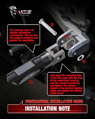 MZS Motorcycle Front Foot Pegs, Adjustable Sport Footpegs Rider Foot Pedal Rest Black CNC Compatible with ER6F EX650 06-08 / Z750 Z750R 04-11 / Z800 15-16 / Z1000 03-09 / Z1000SX 11-20 / ZX6R 05-06 in Saudi Arabia