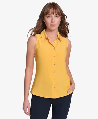 Tommy Hilfiger Women’s Classic Collared Button Top Obsiveless-Skyless-Cnit in Saudi Arabia