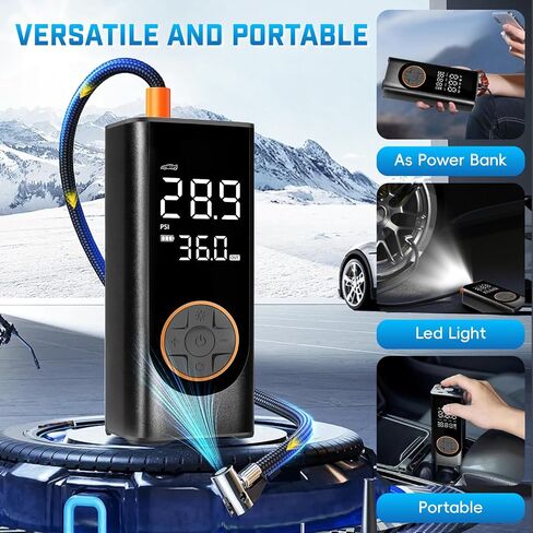 ضاغط الهواء المحمول في إطار ، مضخة هواء 150psi لإطارات السيارات ، مضخة إطارات التضخم السريع التلقائي مع مقياس الضغط وضوء LED للسيارة ، الدراجة ، دراجة نارية ، الكرة in Kuwait