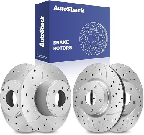AutoShack Front and Rear Drilled Slotted Brake Rotors Silver Set of 4 Replacement for Chrysler 200 Sebring 2007-2017 Jeep Patriot Compass 2007-2012 Dodge Caliber 2008-2014 Avenger 4WD FWD BRKPKG039077 in Saudi Arabia