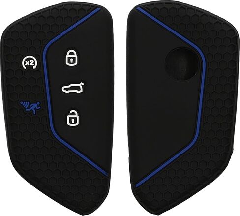 غطاء مفتاح السيارة kwmobile متوافق مع VW Golf 8 5-Button Seat Leon MK4 Tarraco Atec غطاء المفتاح - حافظة مفتاح السيارة الواقية من السيليكون - أسود/أحمر in Saudi Arabia